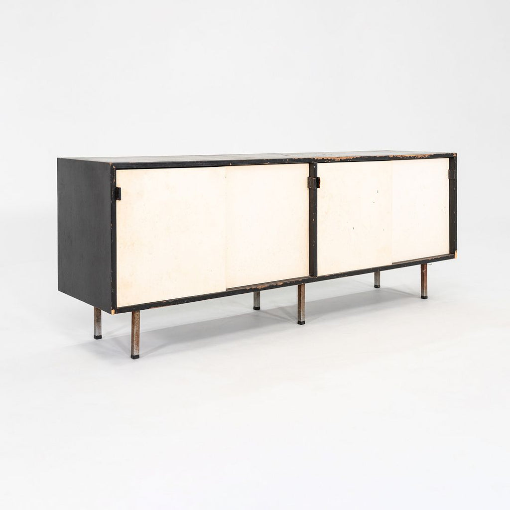 1950s Florence Knoll Credenza Black & White w/ Original Leather Pulls Model 541