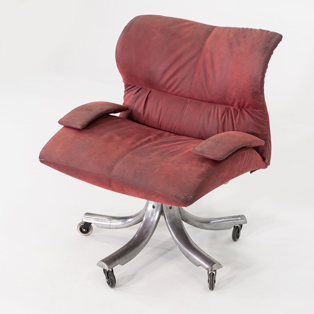 1970s Giovanni Offredi for Saporiti Italia Vela Swivel Desk Chair in Leather