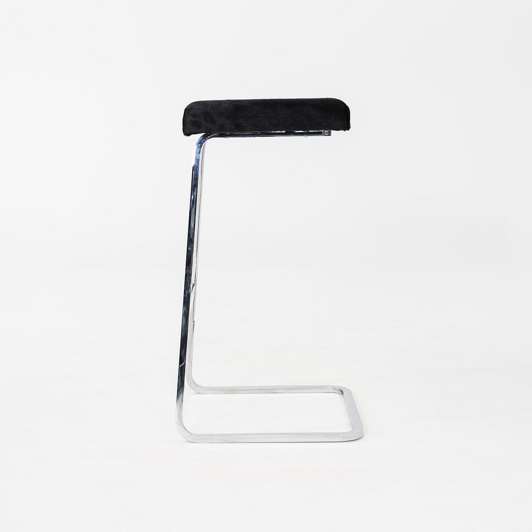 2020s Mies Van Der Rohe for Knoll Four Seasons Bar Stool Hair on Hide 7x Avail