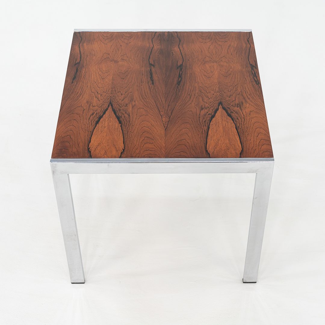 1970s Italian Rosewood Side / End Table with Chromed Steel Base, 22 x 24 in