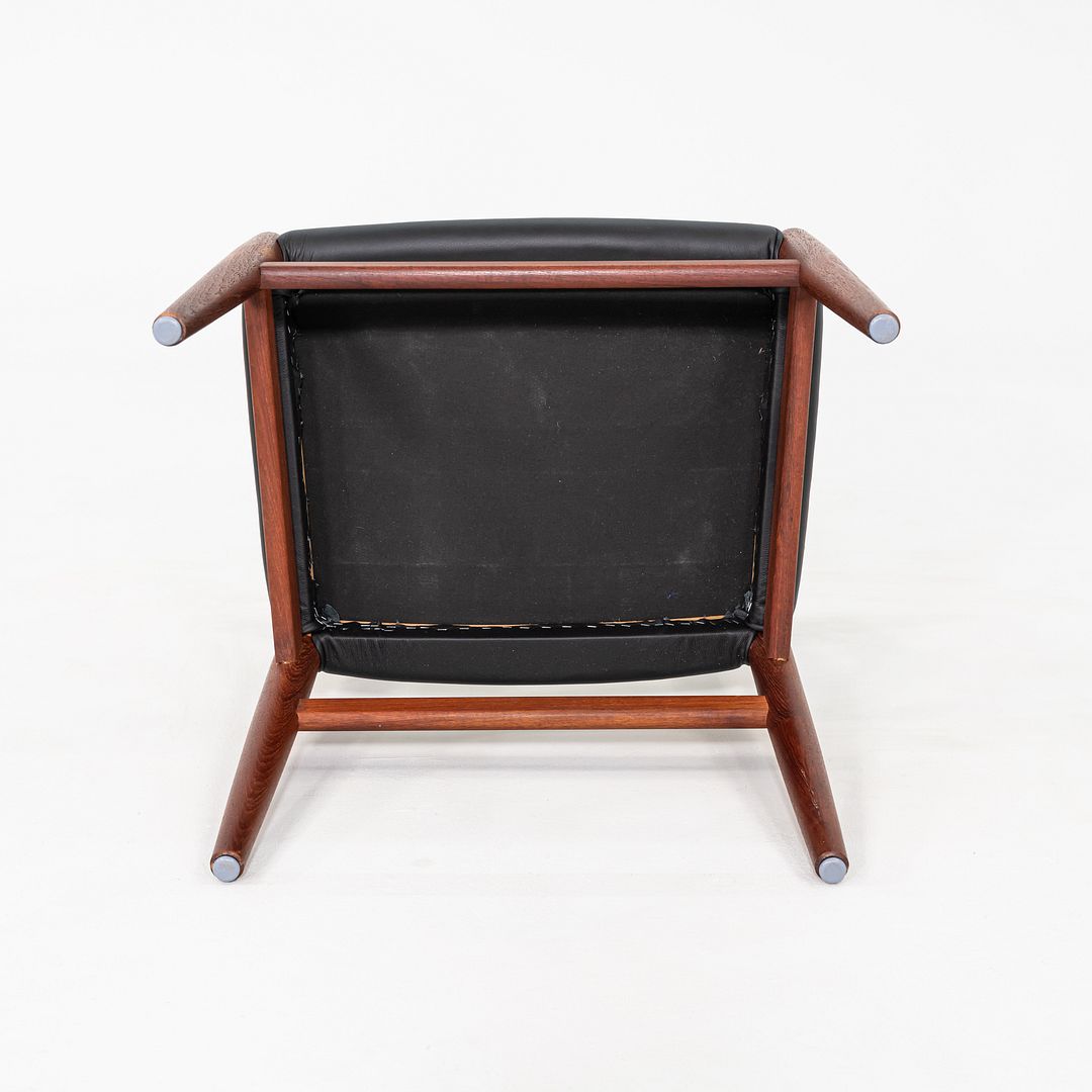 1950s Set of Eight Hans Wegner C.M. Madsen W2 Dining Chairs Teak & Black Leather