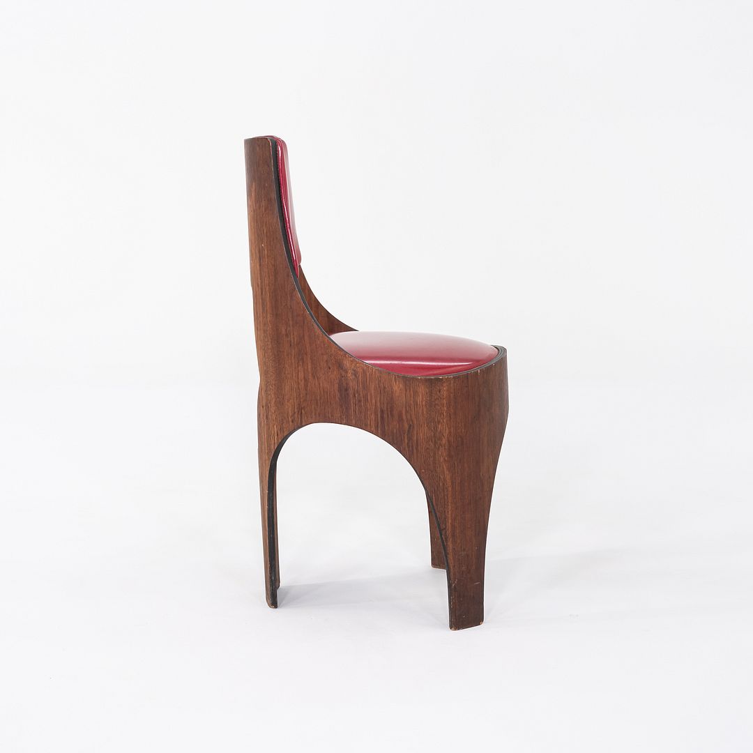 1950s Henry P. Glass for Richbilt Cylindra Dining Chair in Walnut and Red Vinyl