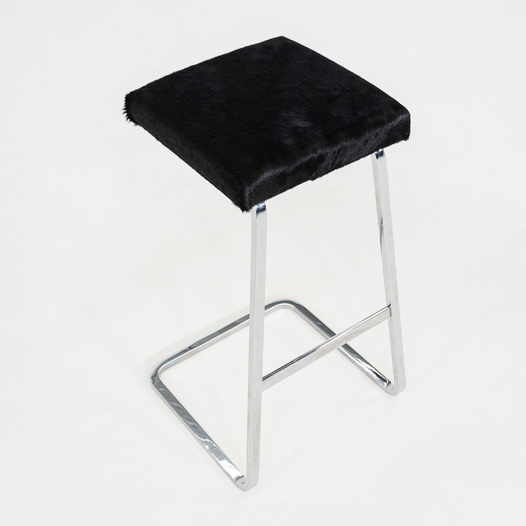 2020s Mies Van Der Rohe for Knoll Four Seasons Bar Stool Hair on Hide 7x Avail