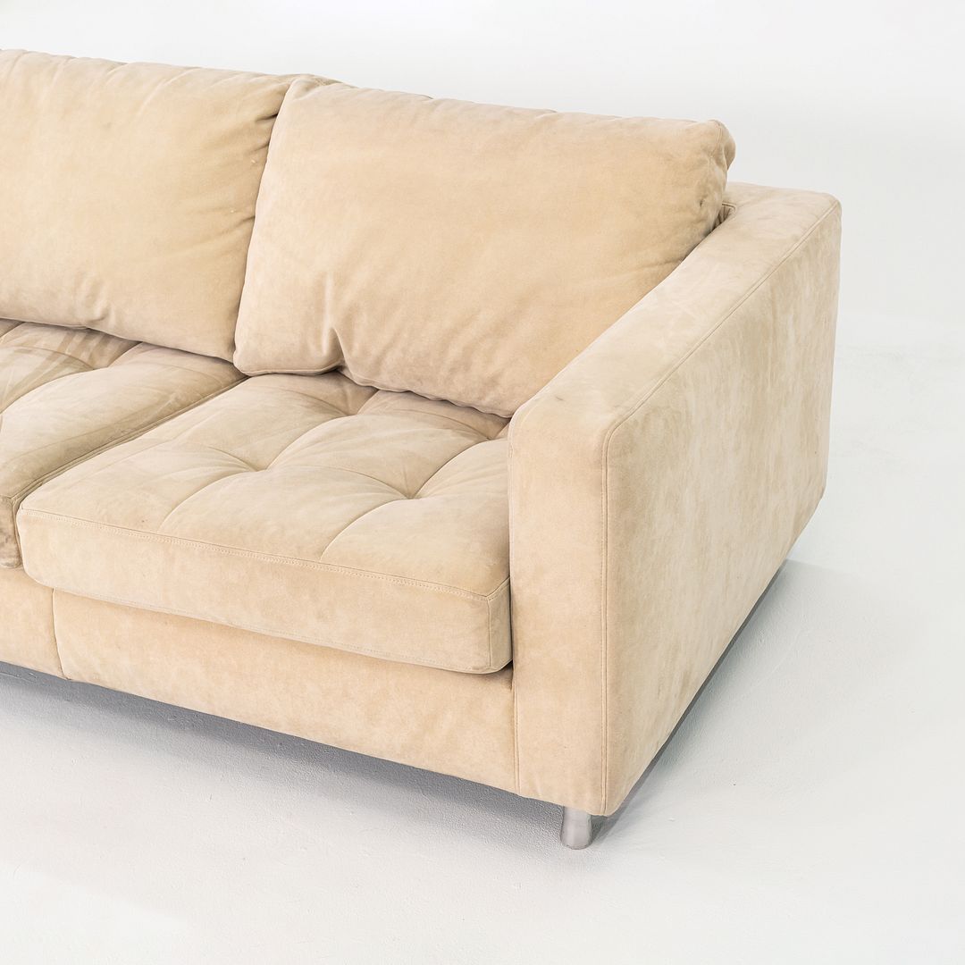 1990s Ligne Roset Tufted Three Seat Lenny Sofa Upholstered in Beige Fabric