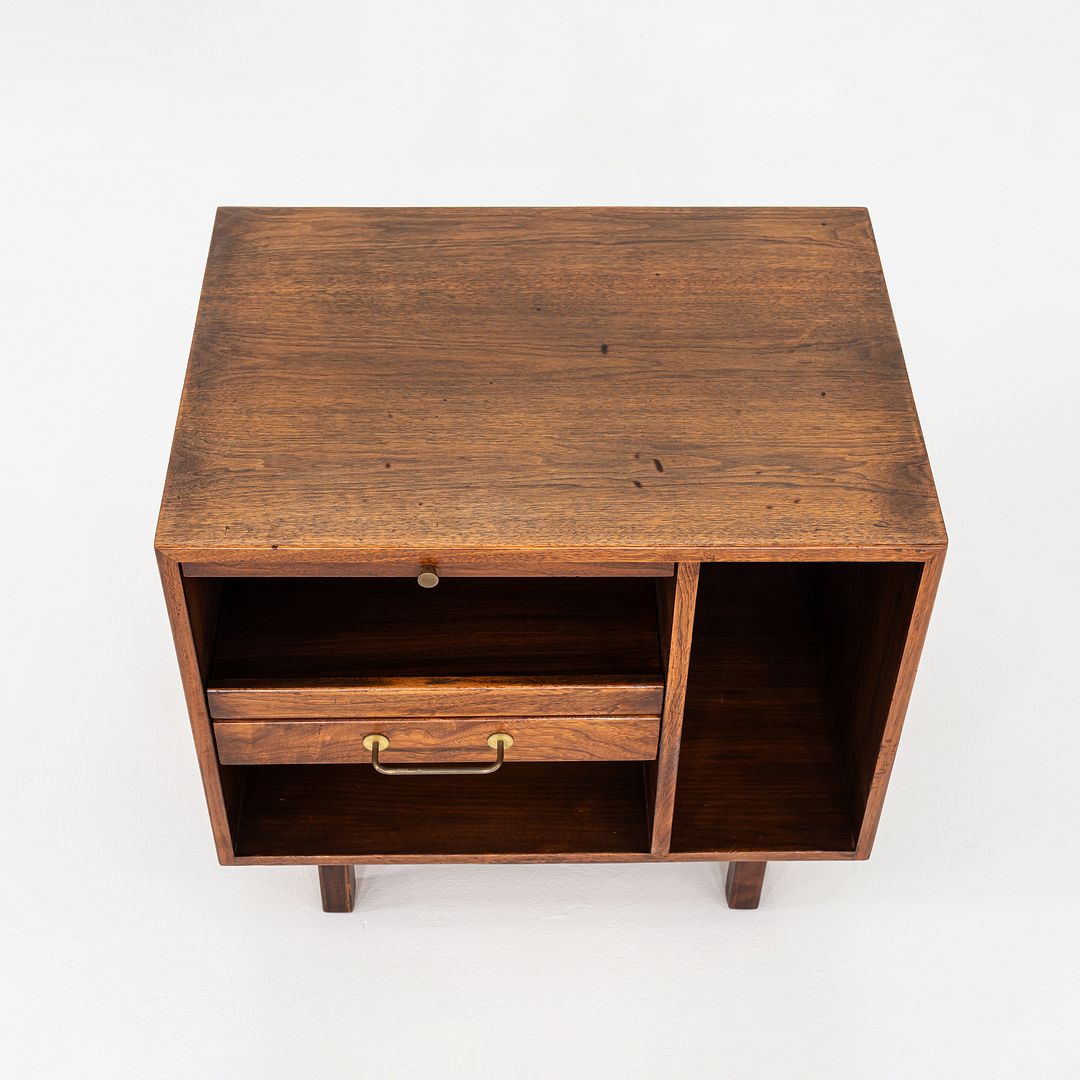 1970s Jens Risom Design 27 inch Cabinet / Nightstand in Walnut w/ One Drawer