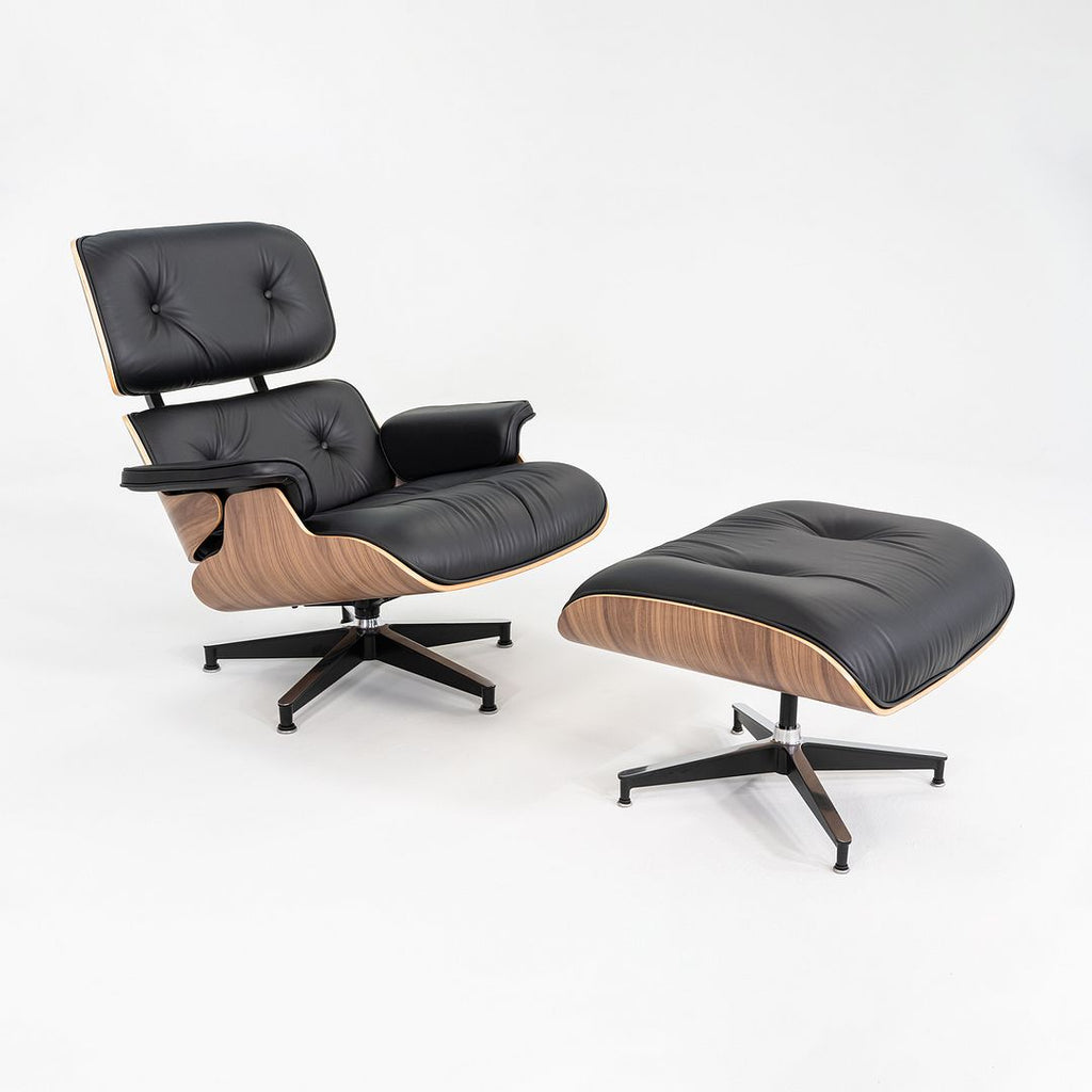 SOLD 2025 Herman Miller  Tall Eames Lounge Chair & Ottoman in Black Leather & Walnut