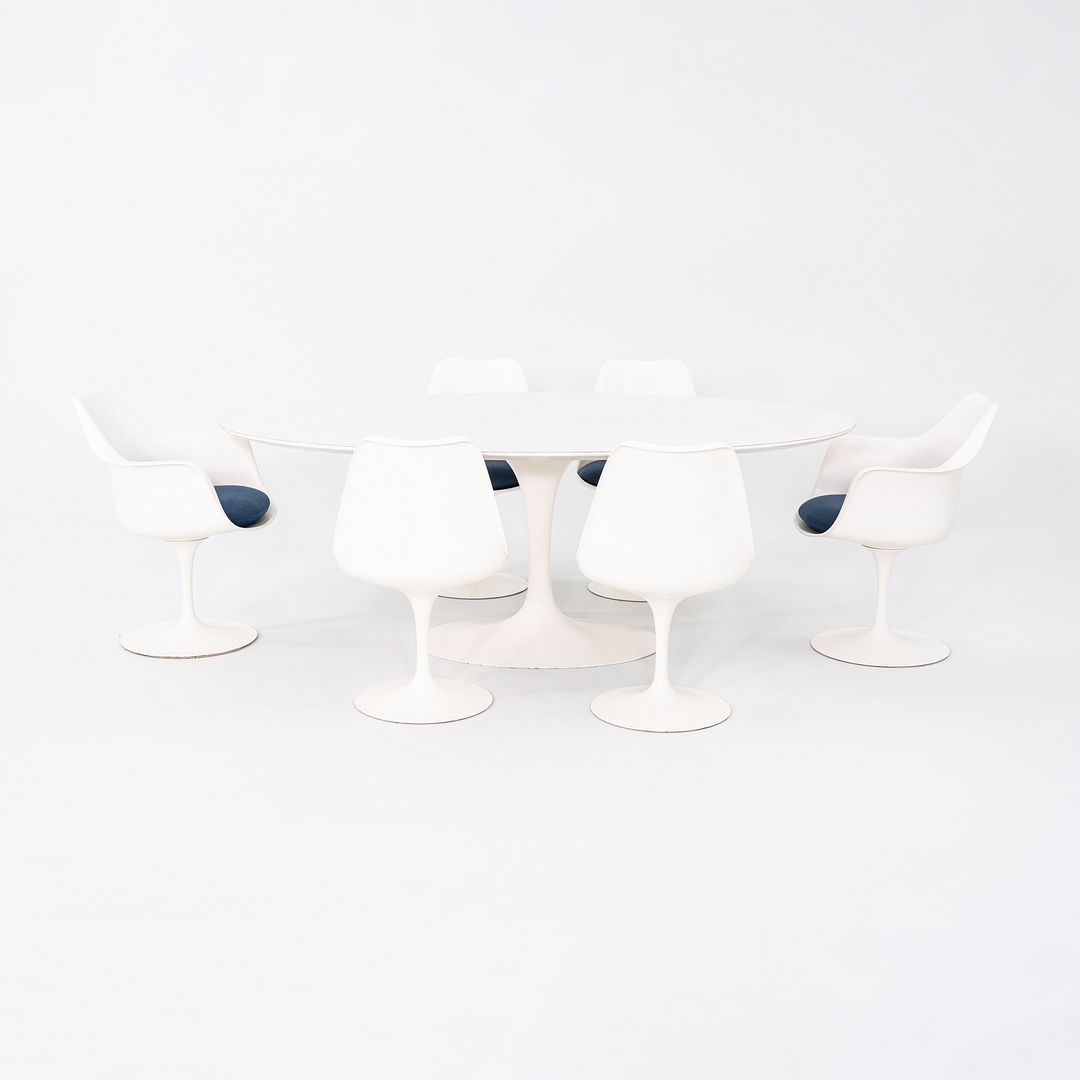 SOLD 1960s Eero Saarinen for Knoll 78x48 inch Oval Tulip Dining Table in White Laminate