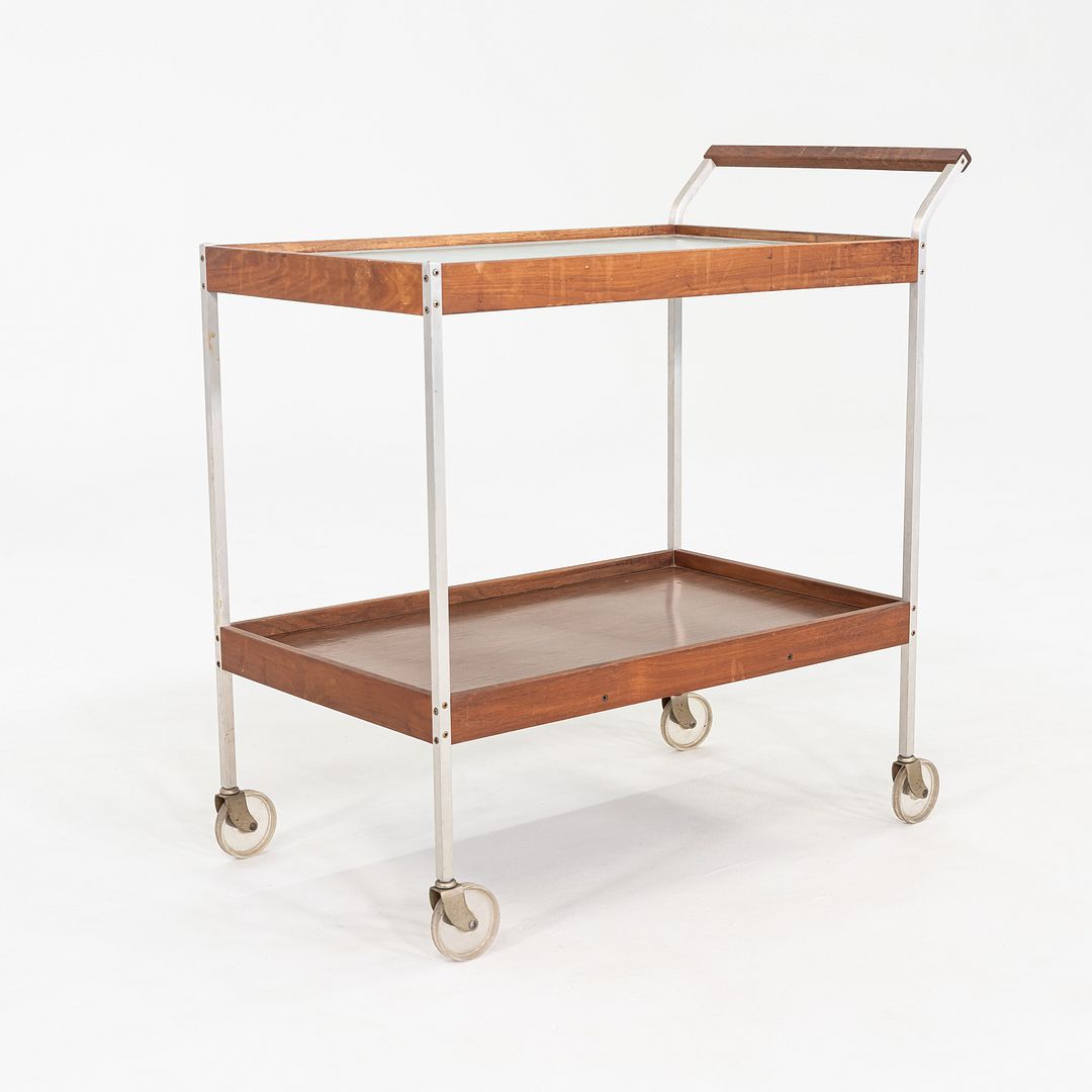 1960s Salton Hotable Two-Tier Heated Buffet Cart Aluminum & Walnut, Model H-358