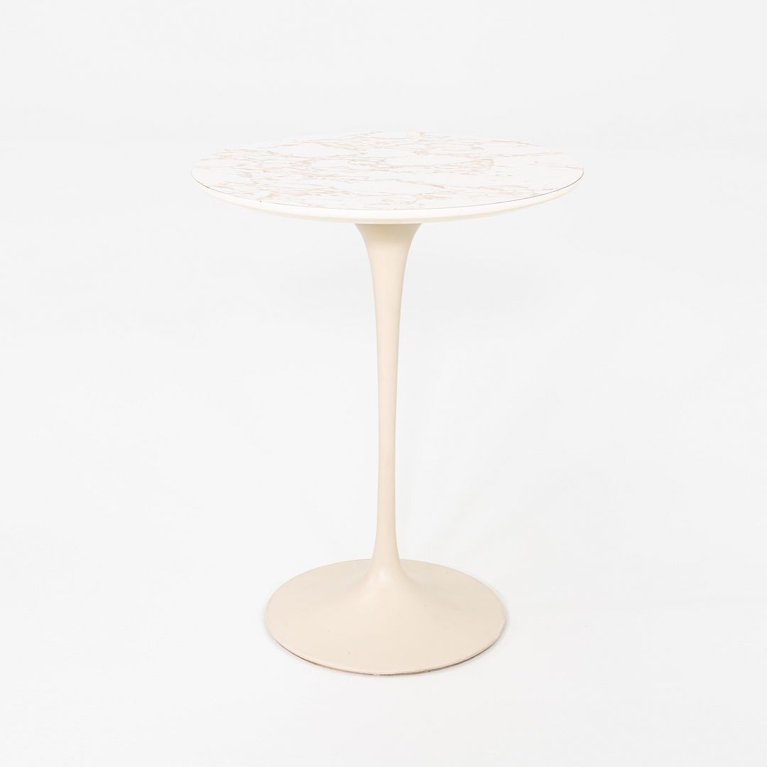 1960s Eero Saarinen for Knoll Pedestal Tulip Side Table w/ Faux Marble Laminate