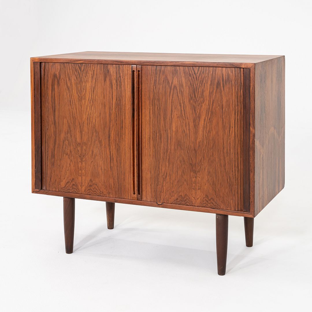 1970s Kai Kristiansen Feldballes Rosewood Media / Record Cabinet Tambour Doors