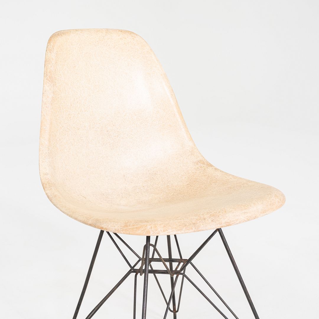 1950s Set of Four Herman Miller Eames DSR Fiberglass Dining Chairs in Parchment