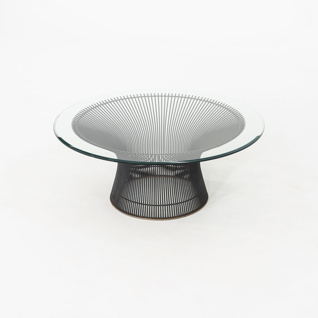 SOLD 1960s Warren Platner for Knoll Coffee Table 36 Inch Glass Top in Dark Bronze