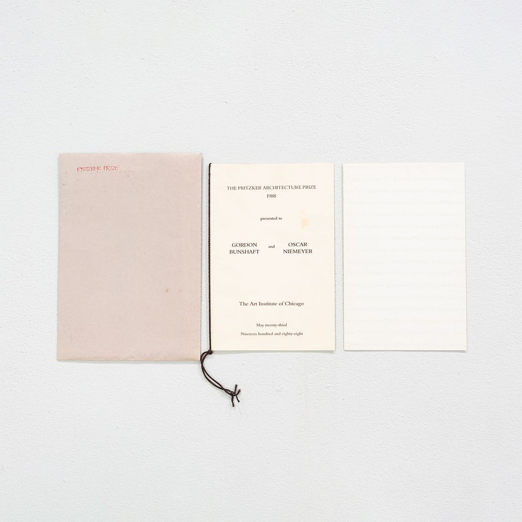 1988 Gordon Bunshaft's Pritzker Architecture Prize Program + Personal Invitation