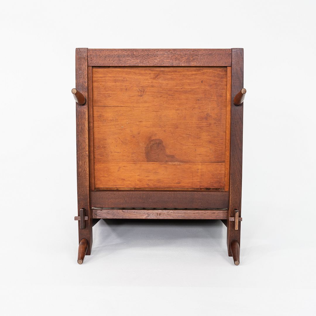 1950s George Nakashima Studio Cushion Lounge Chair with Slatted Back in Black Walnut