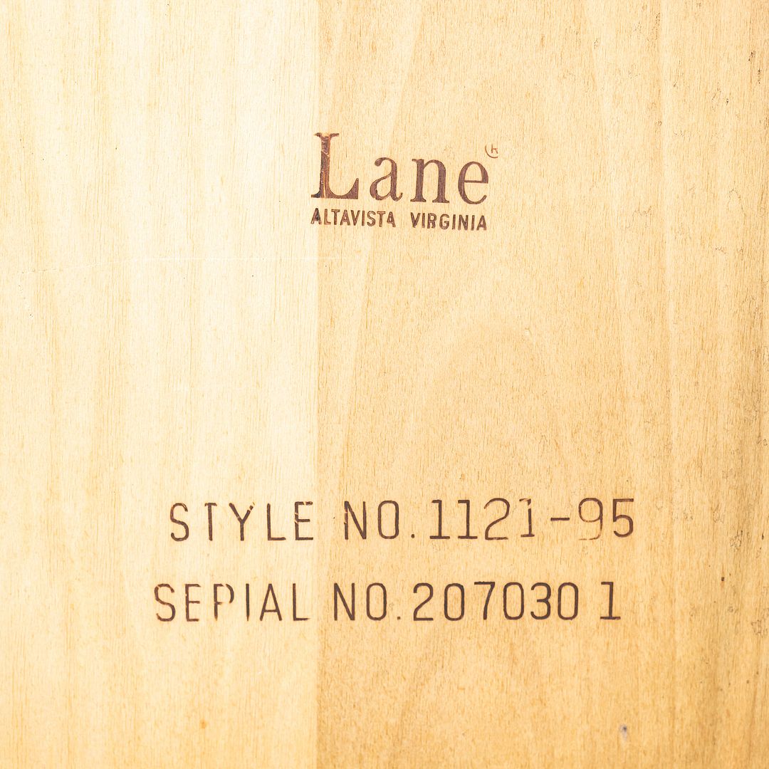 1969 Lane Walnut Cube End Table w/ Circle Motif & Smoked Glass Top Model 1121-95