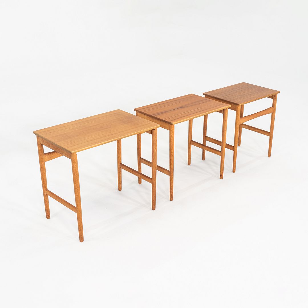 1960s Set of Three Danish Nesting Tables Hans Wegner for Andreas Tuck Teak & Oak