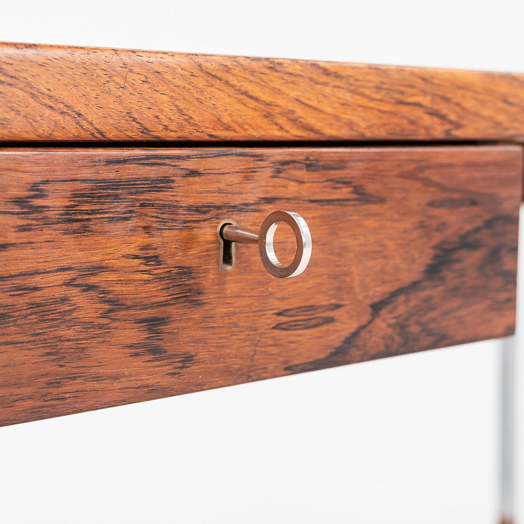 1960s Hans J. Wegner for Andreas Tuck AT325 Desk in Rosewood and Brushed Steel