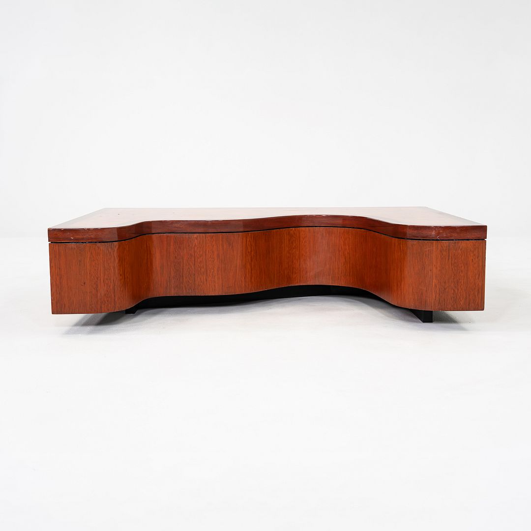 1970s Low Sculptural Coffee Table in Burl, Walnut, and Mahogany 32x48 Inches