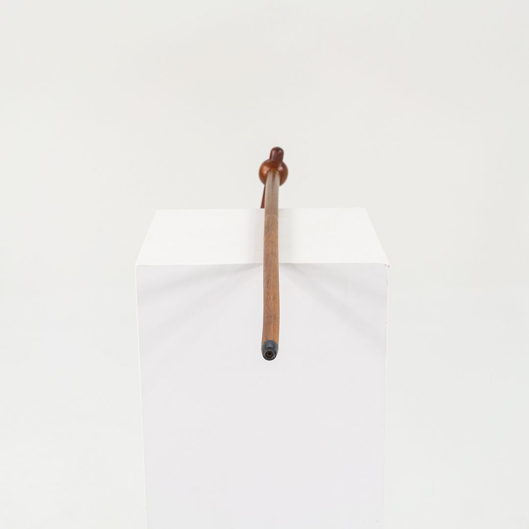 1970s Scandinavian or Danish Custom Teak Cane or Walking Stick w/ Metal 35.5"