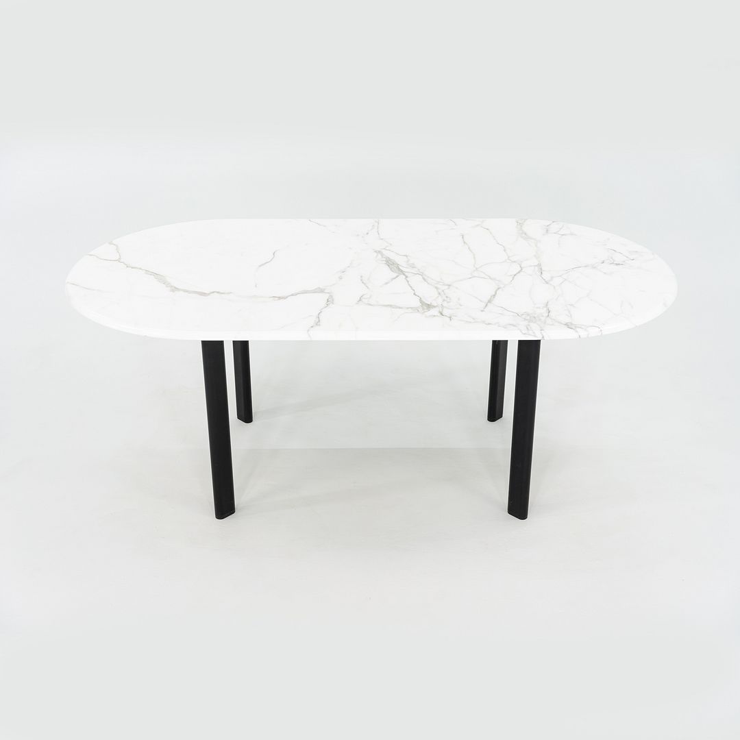 SOLD 1990 Knoll Joseph D'Urso Racetrack Dining / Work Table in Steel with Marble Top