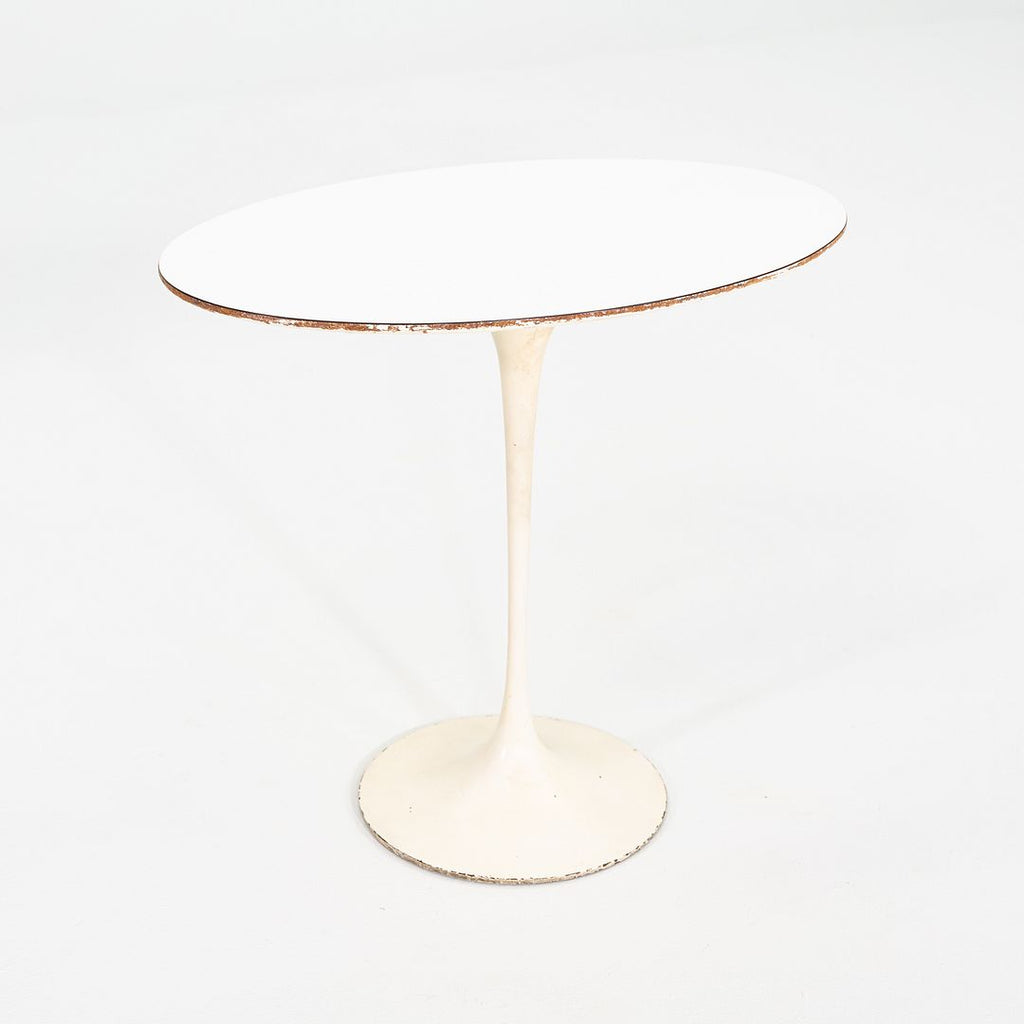 1960s Eero Saarinen for Knoll Tulip Side Table with White Laminate Oval Top