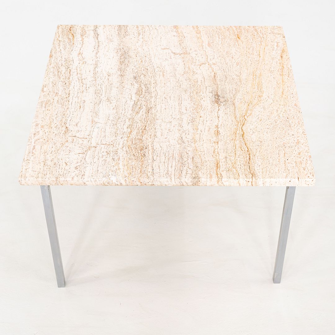 1970s Pair of Chrome and Travertine Side / End Tables Attributed to Knoll 27"