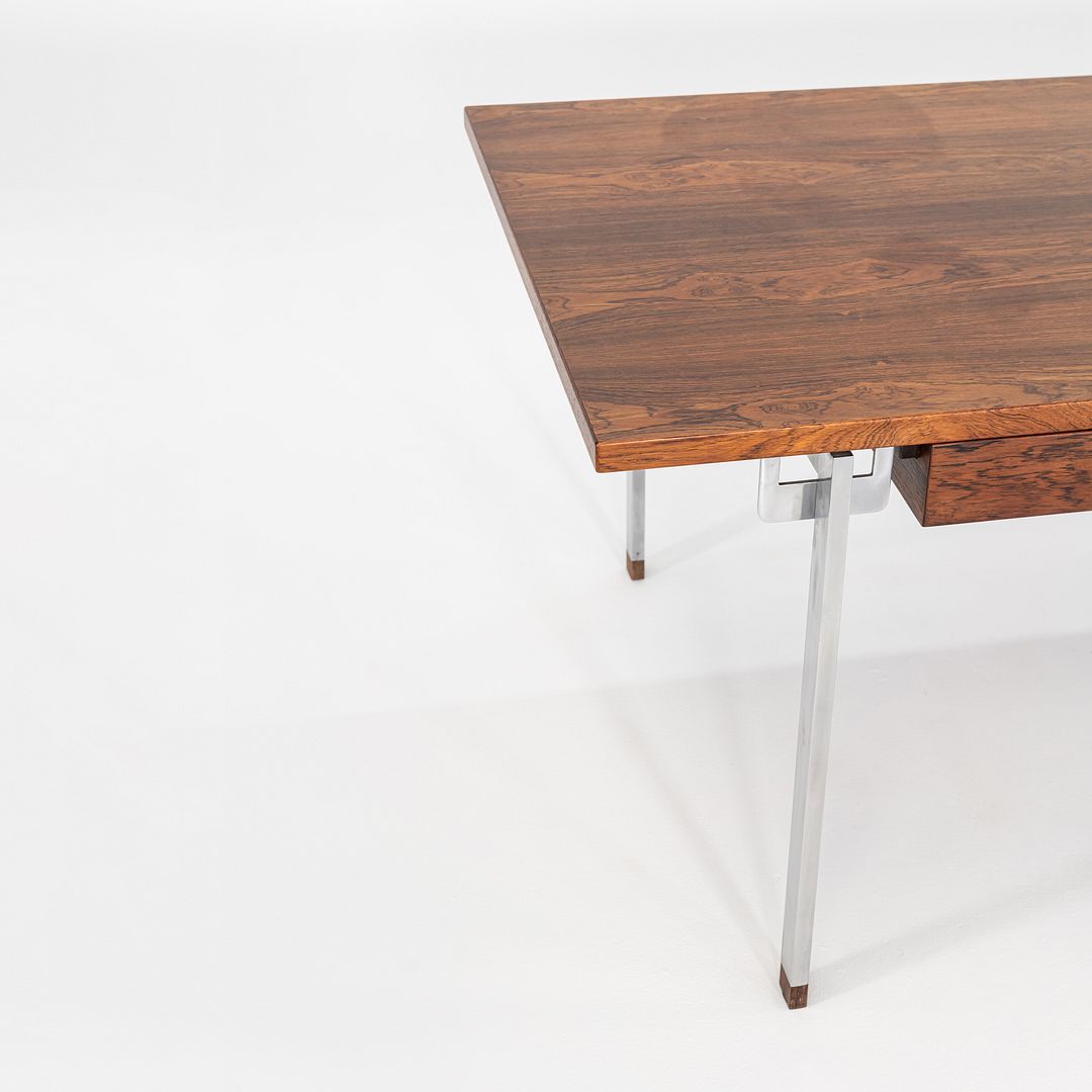 1960s Hans J. Wegner for Andreas Tuck AT325 Desk in Rosewood and Brushed Steel