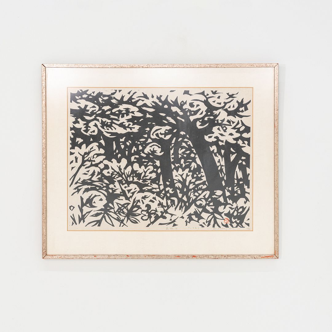 1961 Japanese Monochromatic Mokuhanga Woodblock Framed Print by Kihei Sasajima
