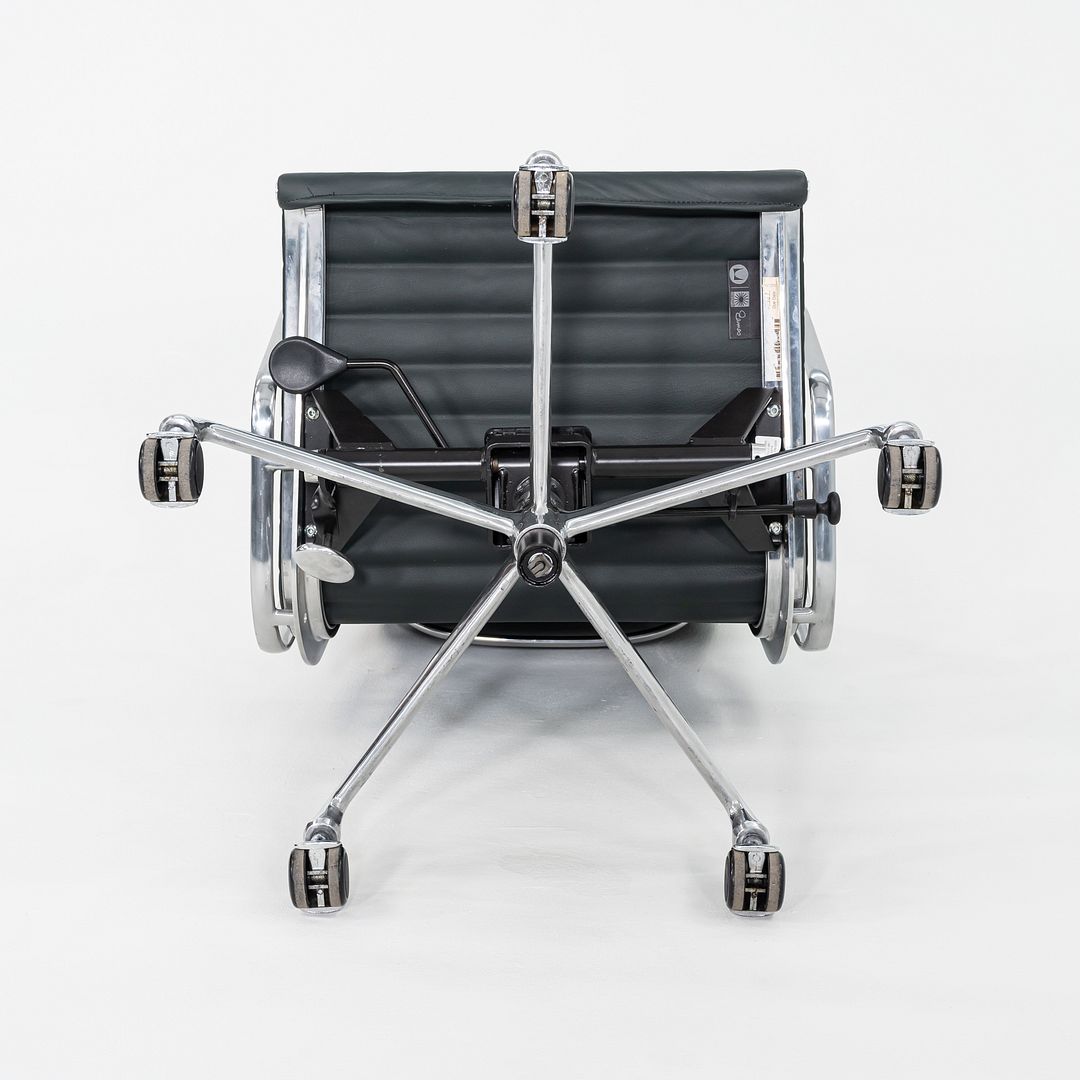 SOLD 2010s Herman Miller Eames Aluminum Group Executive Desk Chair Dark Green Leather