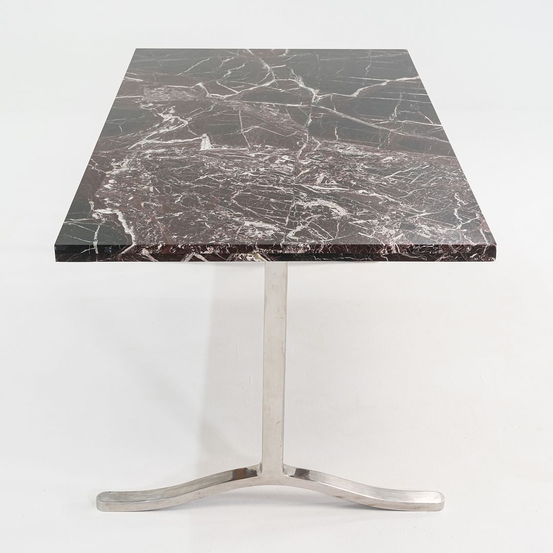 1970s Nicos Zographos Rosso Levanto Marble & Stainless Steel Alpha Dining Table