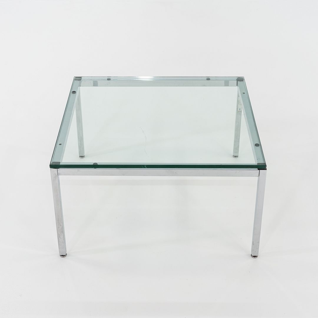 1990s Florence Knoll Side / End Table w/ Glass Top 26x26x14 Inches 6+ Available