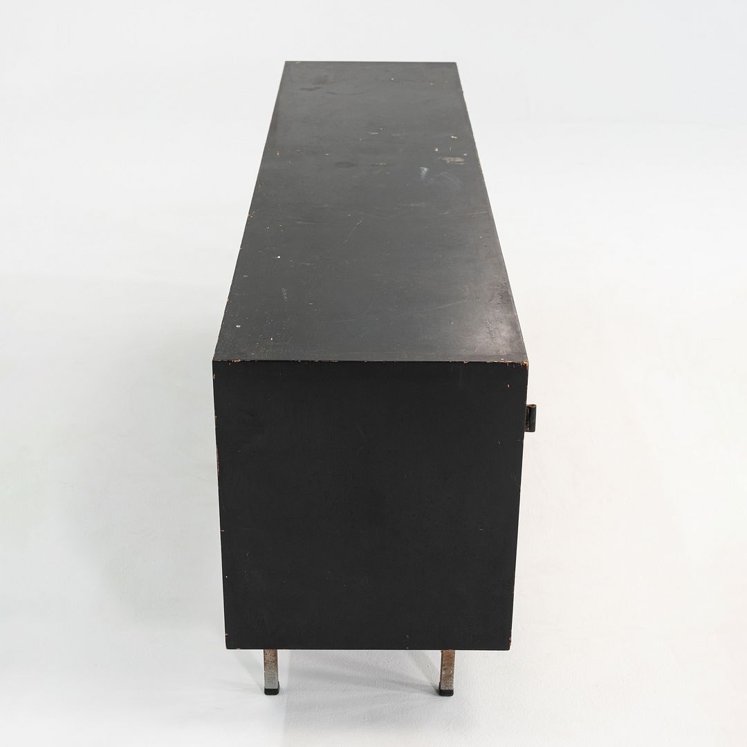 1950s Florence Knoll Credenza Black & White w/ Original Leather Pulls Model 541