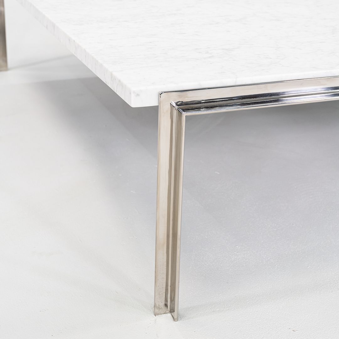 1990s Steel & Carrara Marble Coffee Tables Attributed to Treitel Gratz 2x Avail