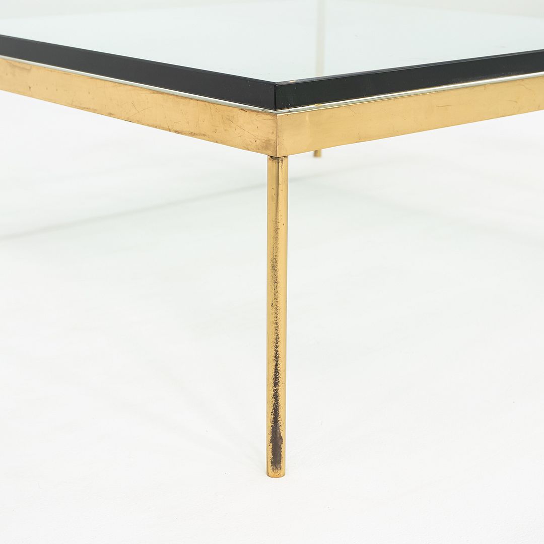 1970s Bronze and Glass Square Coffee Table Attributed to Ward Bennett 42 inch