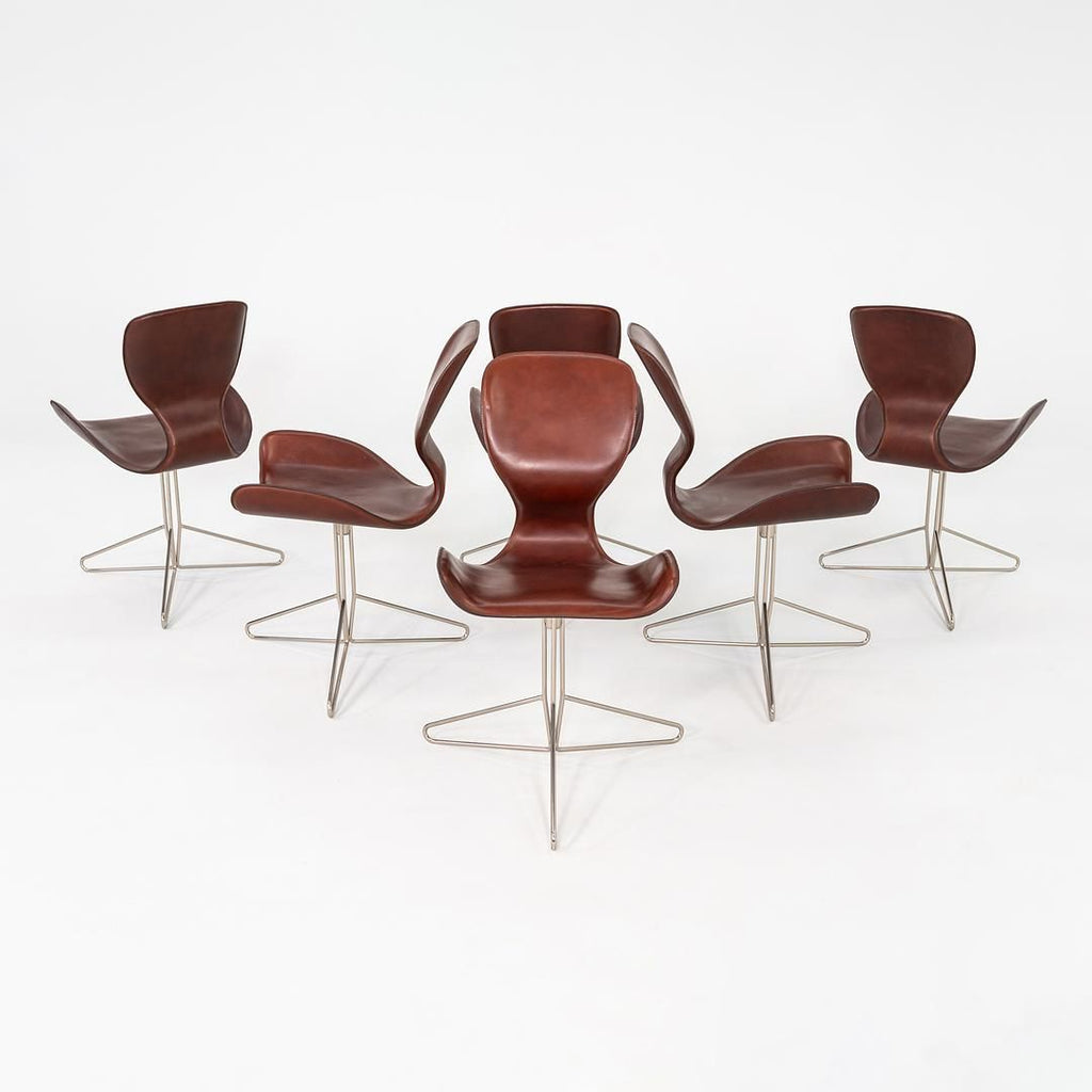 2000s Set of Six Kirsten Jones & Adam Bottomley KOI K2 Dining Chairs in Leather