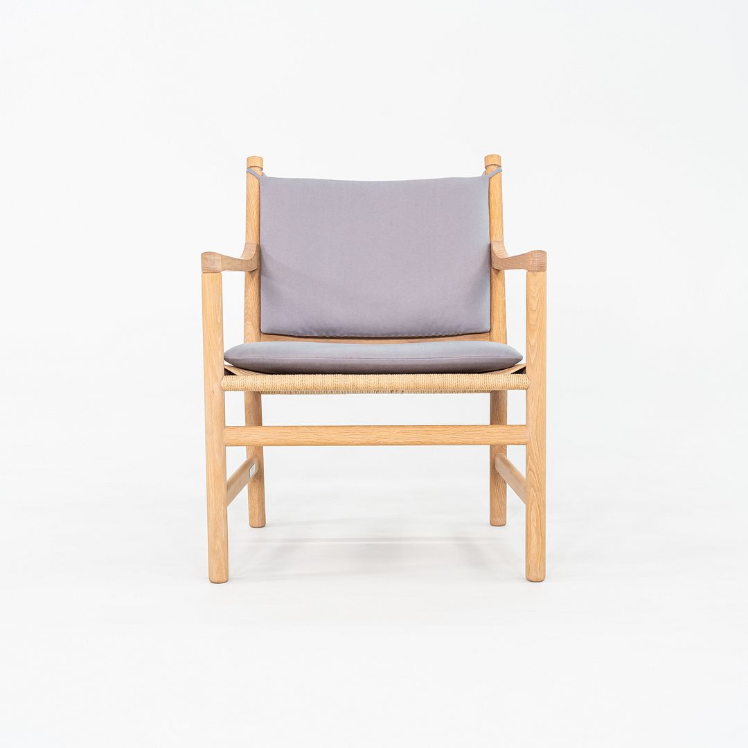 C. 2020 Pair of Hans Wegner for Carl Hansen CH44 Ladderback Lounge Chairs in Oak with Cushions