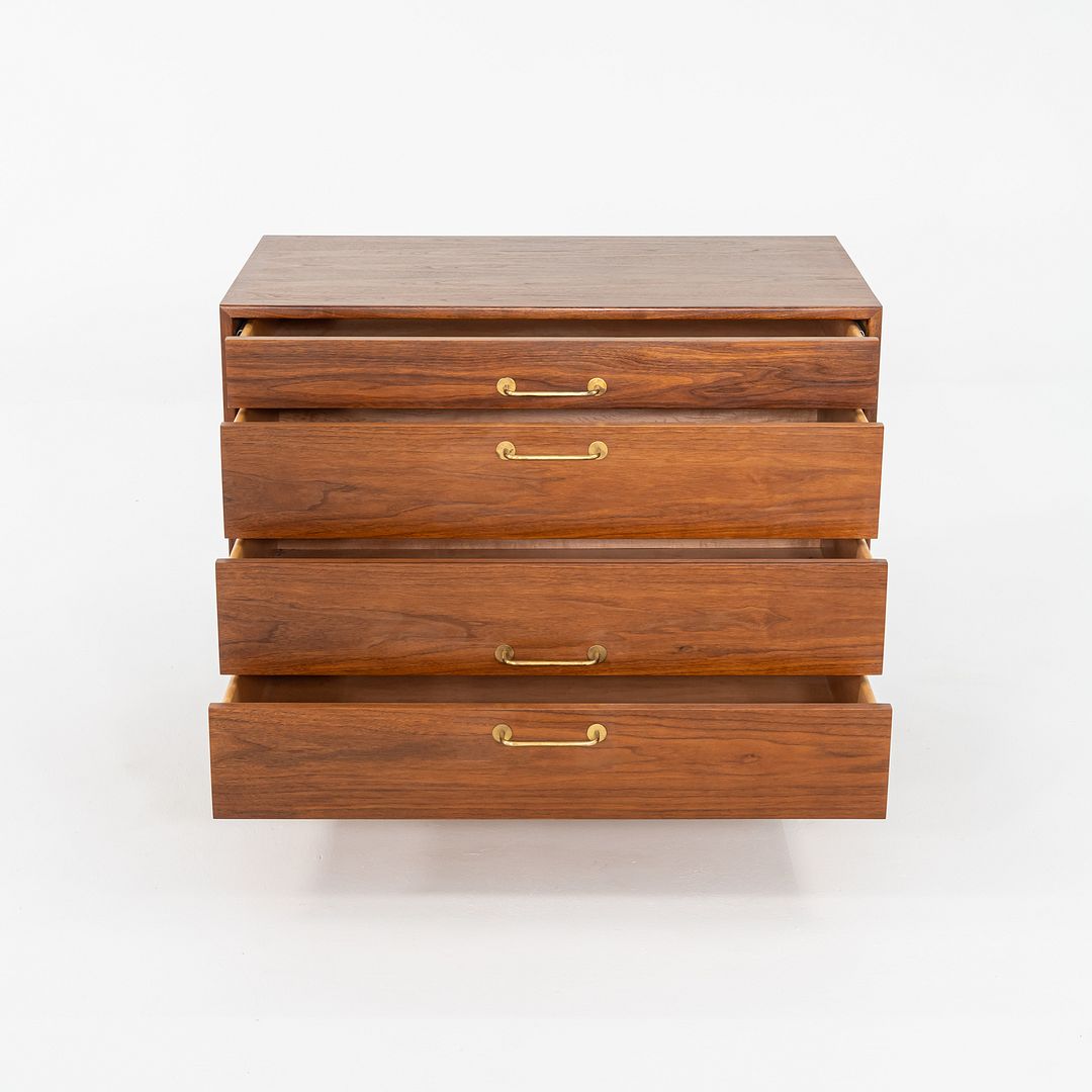 1970s Jens Risom Design 36 inch Cabinet / Dresser in Walnut w/ Bronze Hardware