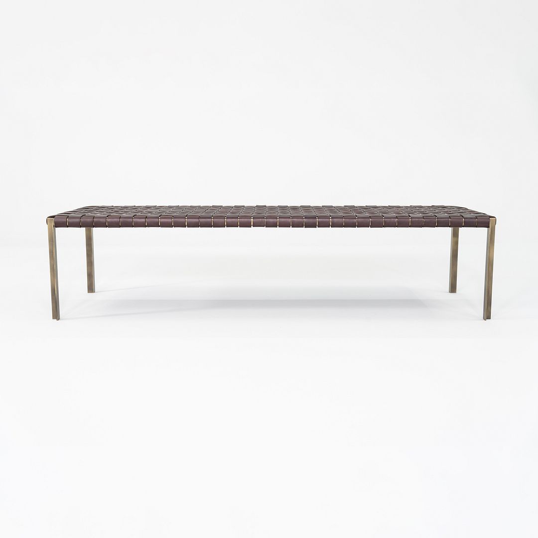 2020s Gratz / Laverne TG-18 Large Bench in Bronze with Woven Dark Brown Leather