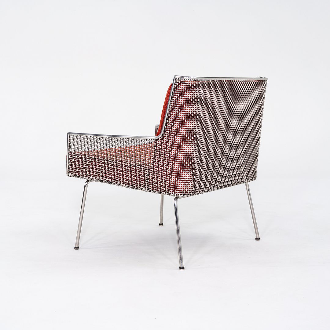 1957 Davis Allen of SOM for Inland Steel Lounge Chair made by Treitel Gratz in Steel Mesh and Jack Lenor Larsen Orange Fabric.