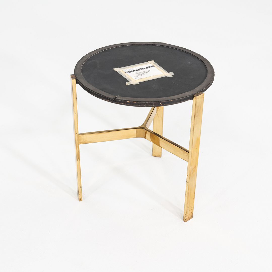 1970s Jacob Epstein Cumberland Side / End Table w/ Bronze Base & Marble Top 22"