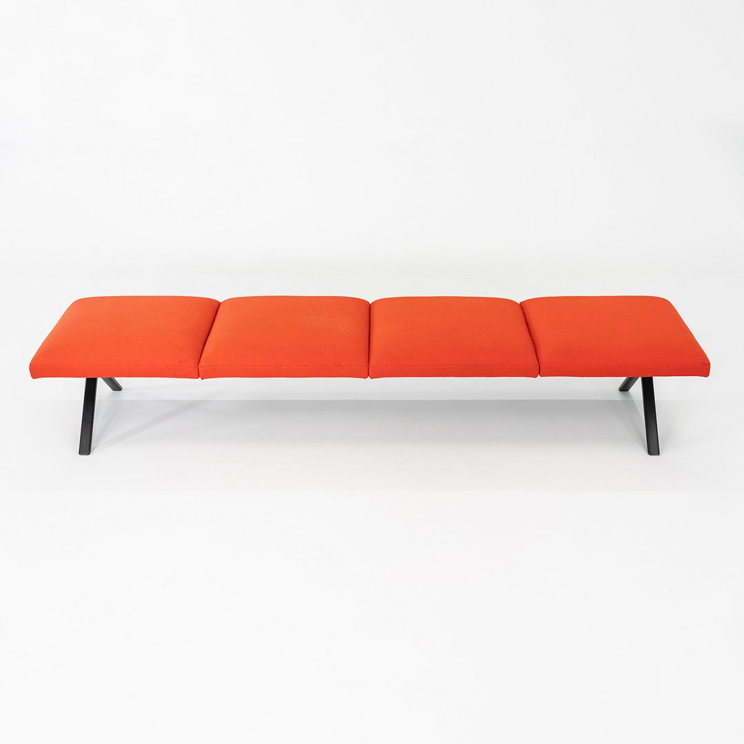 2020s Ichiro Iwasaki for Arper Four Seat Kiik Bench Upholstered in Orange Fabric