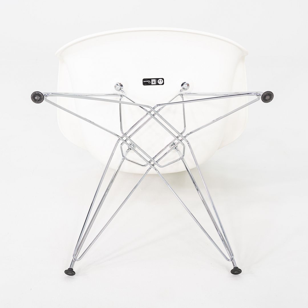 2020s Pair of Herman Miller Eames DAR Dining Arm Chairs in White w/ Eiffel Base