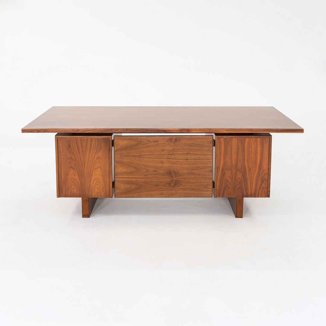 1970s Jens Risom Design Executive Desk in Walnut with Five Drawers