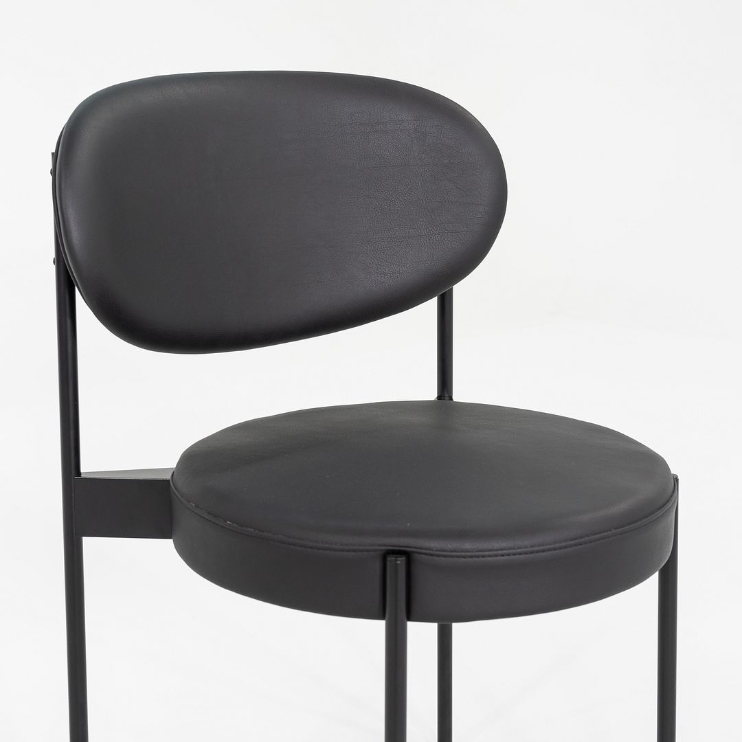 2020s Set of Ten Verner Panton for Verpan Series 430 Dining Chairs Black Leather