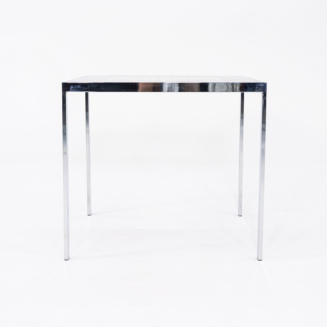 1970s Maison Jansen Backgammon Game / Dining Table in Chrome and Glass 32 in