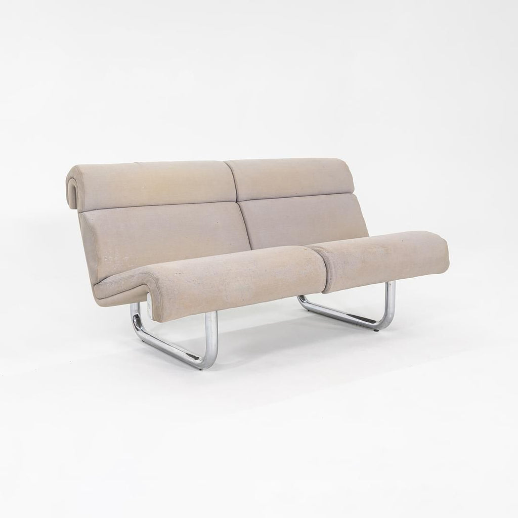 C. 1970s Richard Schultz Design Prototype Loveseat Sofa Tubular Polished Steel