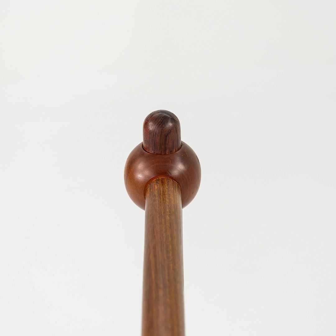 1970s Scandinavian or Danish Custom Teak Cane or Walking Stick w/ Metal 35.5"