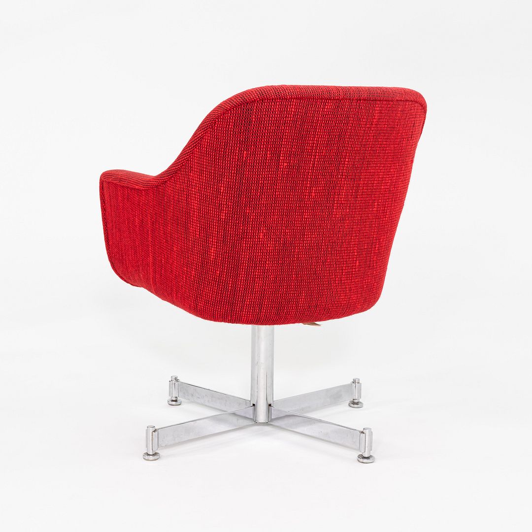 1970s Ward Bennett for Brickel Associates Bumper Swivel Armchair in Red Fabric