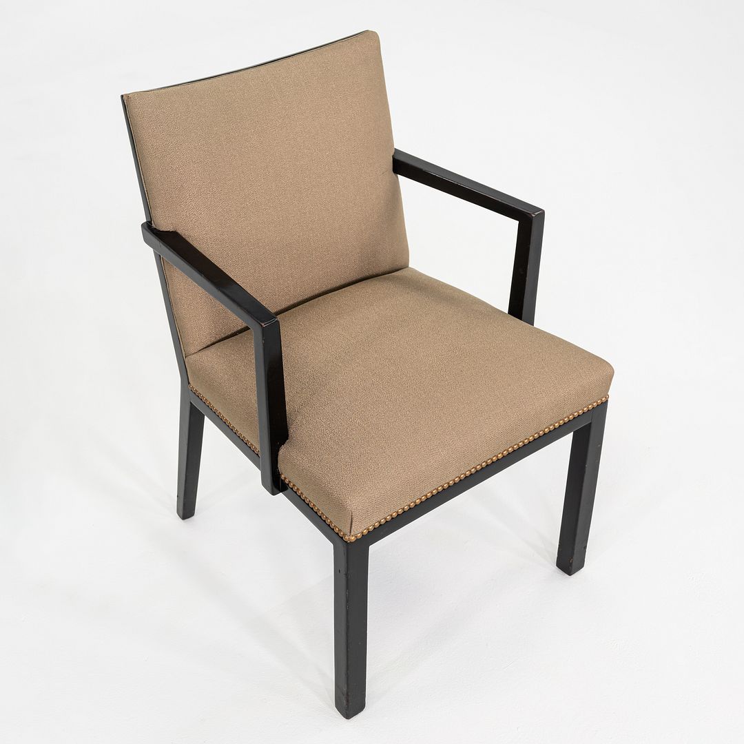 C. 1947 Edward Wormley Dunbar Pair of Ebonized Mahogany Panel Back Arm Chairs