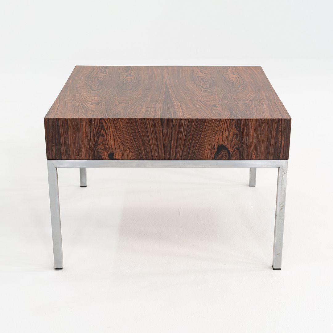 C. 1960s Danish Rosewood Side / End Table with Chromed Steel Base and Drawer